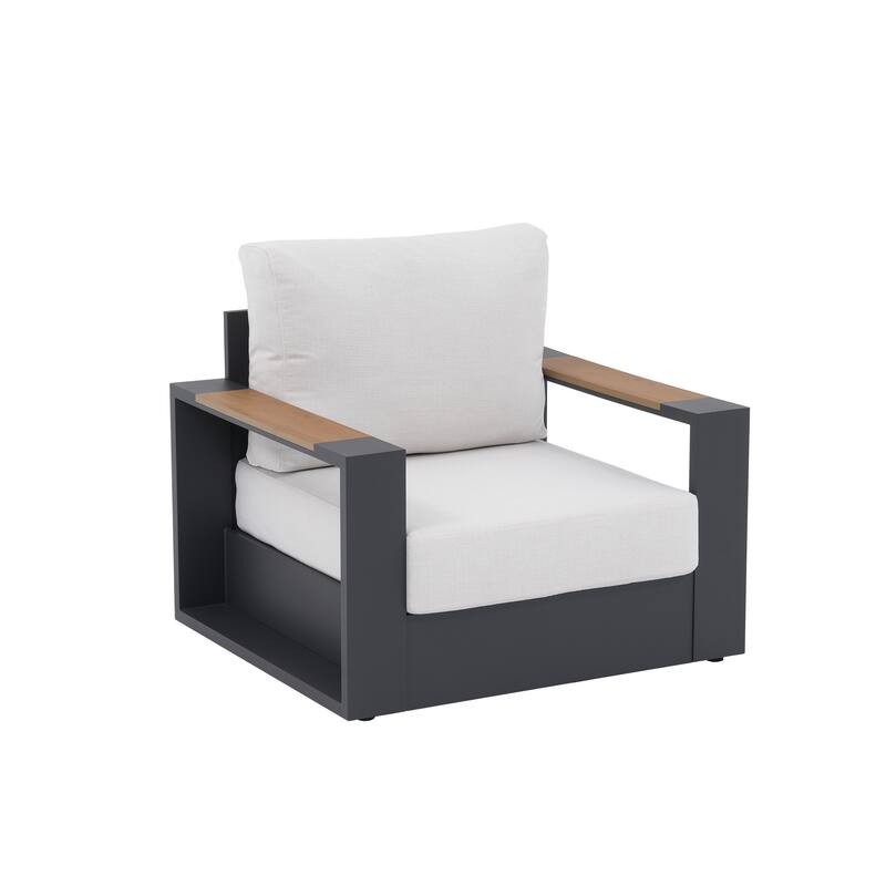 Modern Rust-Resistant Aluminum Outdoor Single Sofa Chair Set of 2