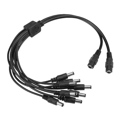 2pcs Splitter Cable 1 Female to 4 Male Connectors 40cm 5.5x2.1mm - 1 female to 4 male 2pcs - Black - 1 Female to 4 Male 2pcs