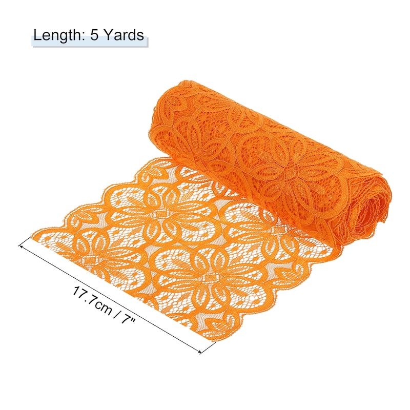 Lace Ribbon 7 Inch Lace Flower Trim for Craft Gift Wrappers Wedding - Tangerine - 5 Yard