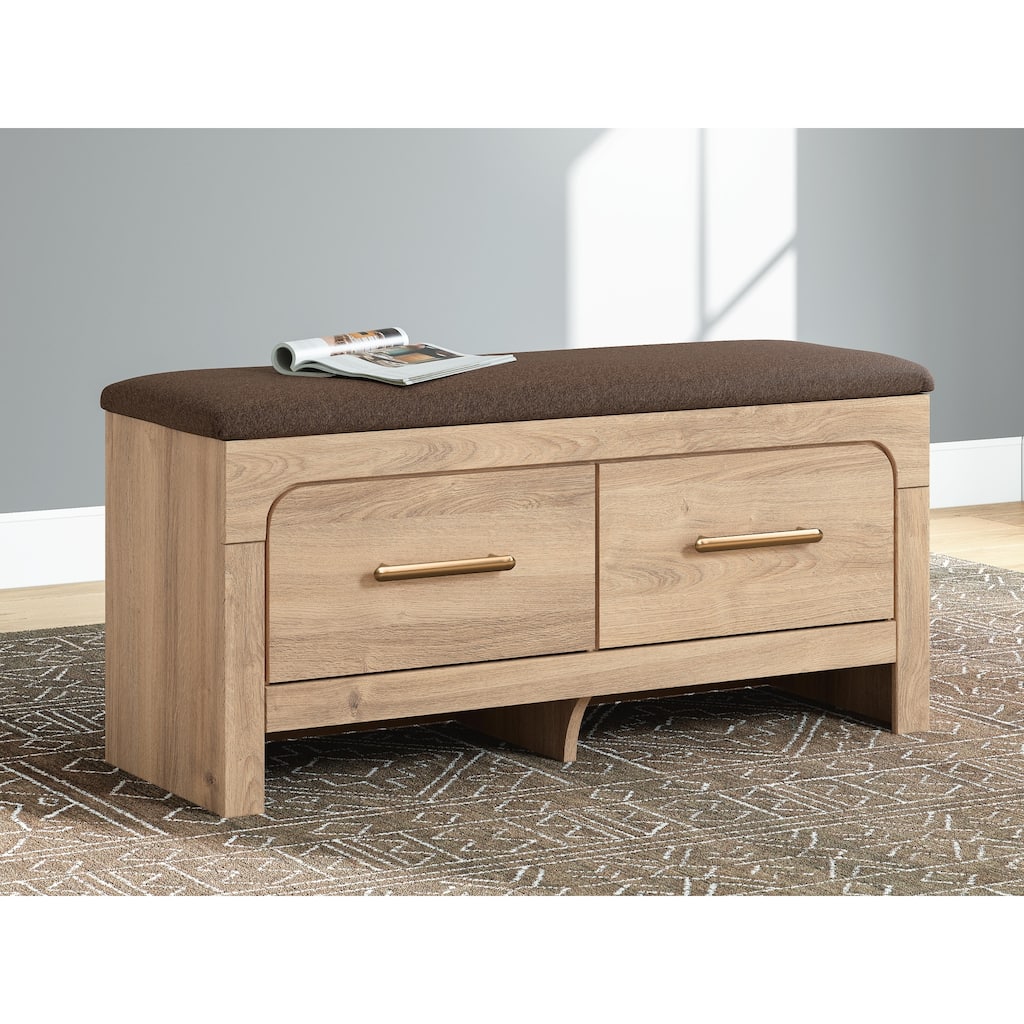 Signature Design by Ashley Prandefort Light Brown / Dark Brown Bedroom Storage Bench - 44" W x 16" D x 20" H