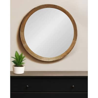 HomeRoots 20" Natural Round Wood Framed Accent Mirror - 19.8' X '19.7' X '2.8