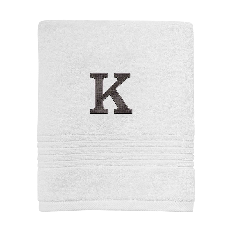 Avanti Linens Wht/Gry Block Monogram Hand Towel - Hand Towel