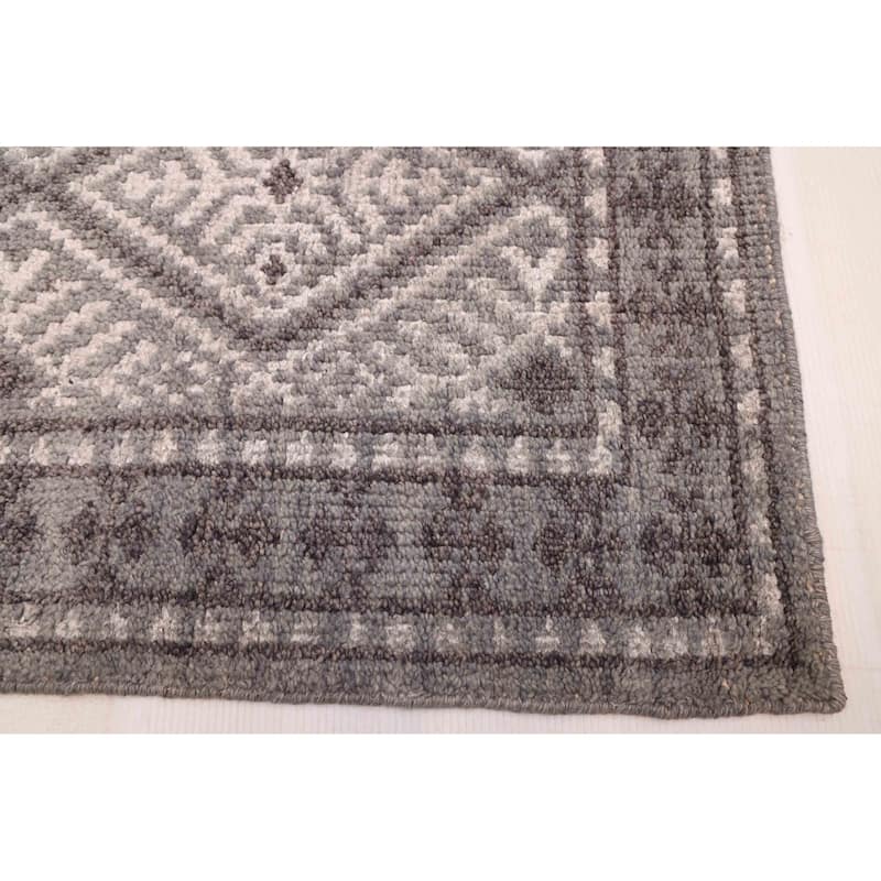 ECARPETGALLERY Hand-knotted Tangier Grey Viscose, Wool Rug - 5'3 x 7'8