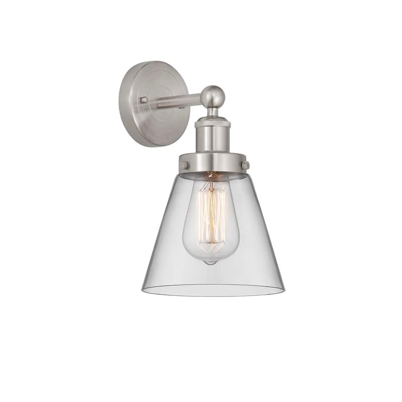 Innovations Lighting 616-1W-10-7 Cone Sconce Cone 10" Tall Wall Sconce - Brushed Satin Nickel / Clear