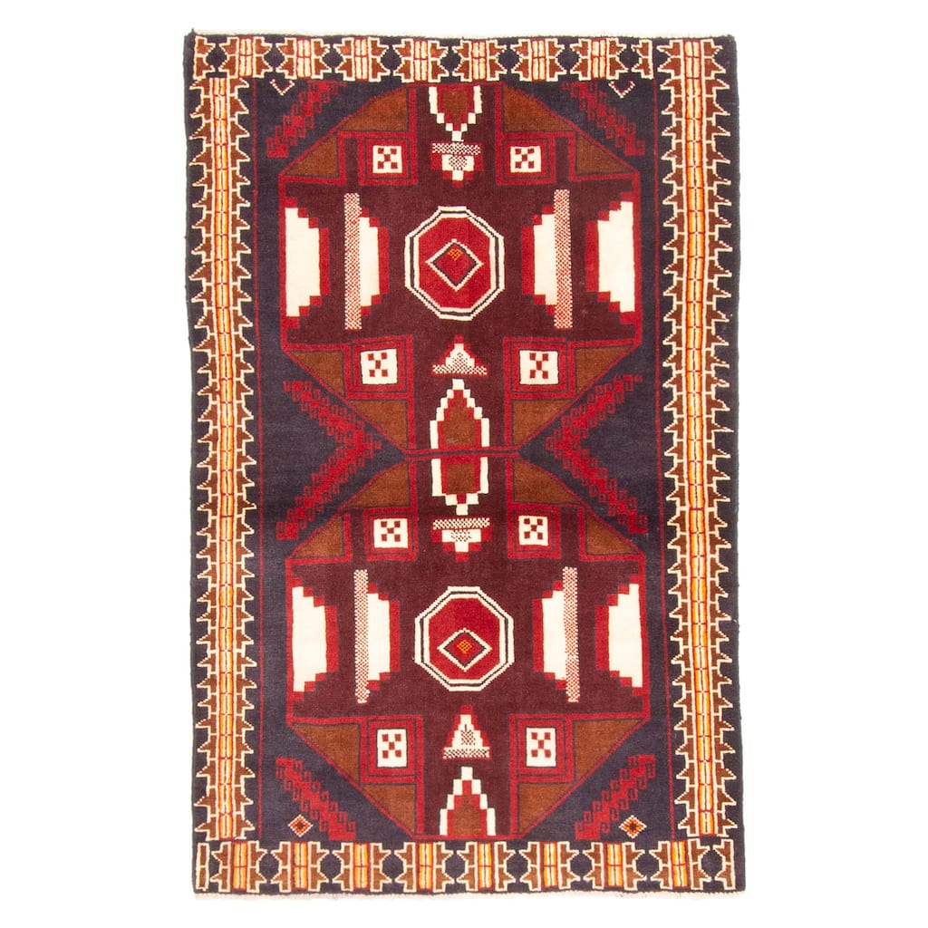 ECARPETGALLERY Hand-knotted Teimani Burgundy Wool Rug - 2'10 x 4'6