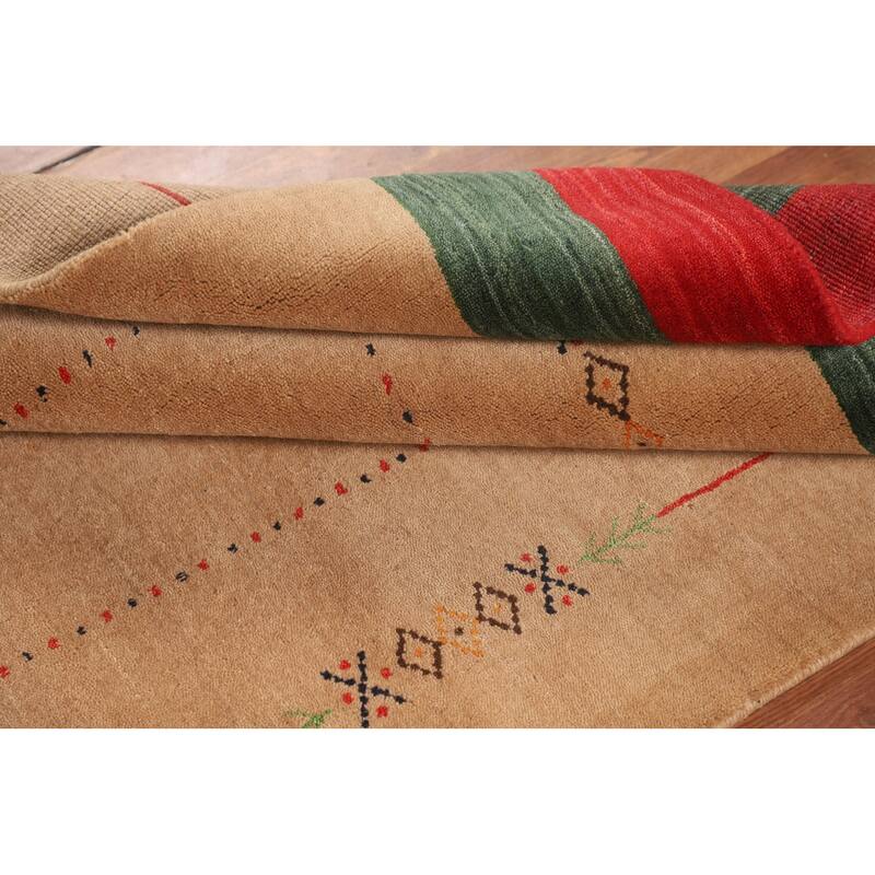 Striped Gabbeh Indian Foyer Rug Handmade Wool Carpet - 3'11"x 5'7"