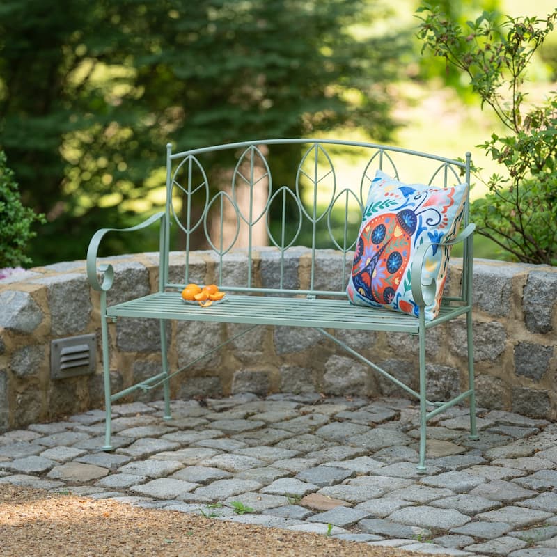 42 in. Sage Leaf Metal Garden Bench - 42 in