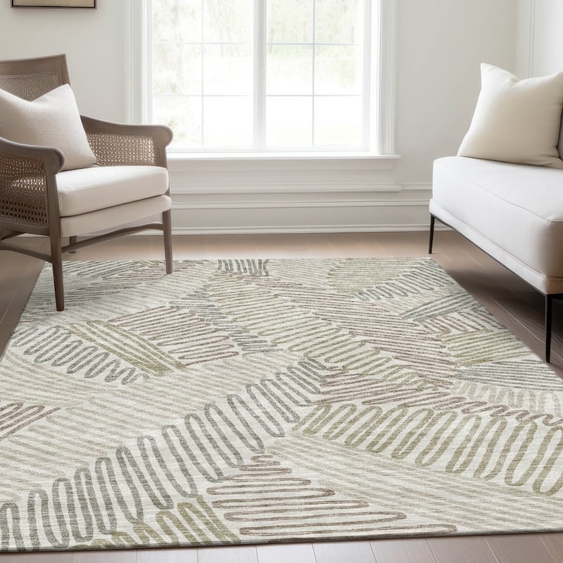 Premium Washable Super Soft Contemporary Leaf Mayfield Rug