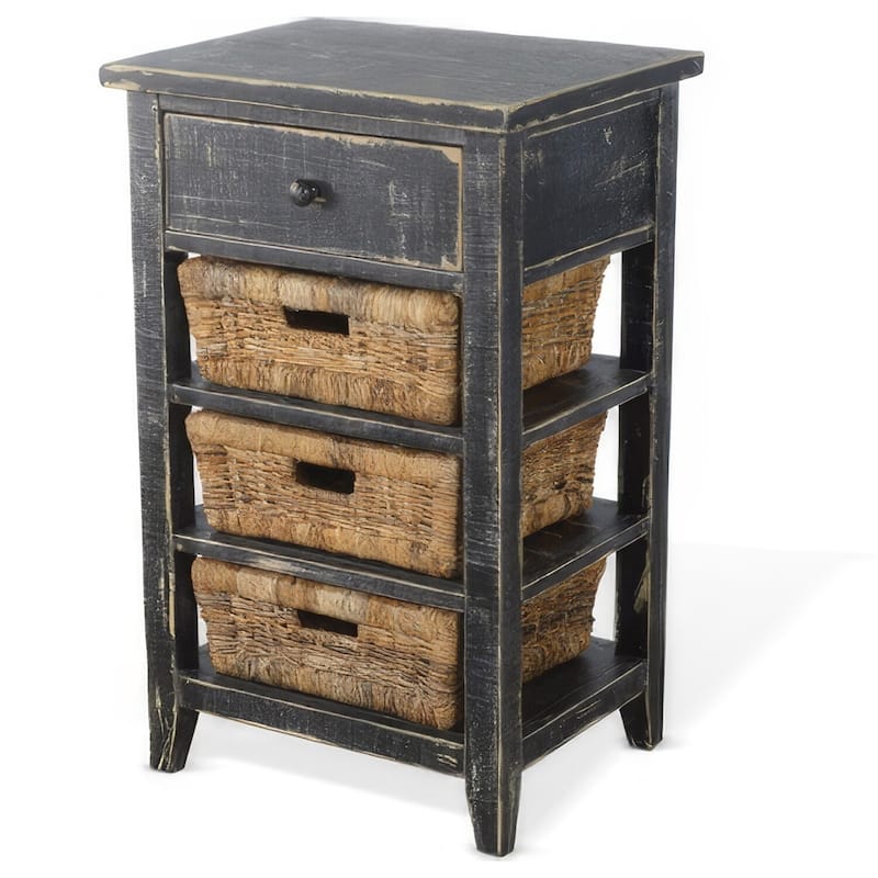 16 in. Black Rectangle Wood End Table, Sturdy Build End Side Table for Living Rooms