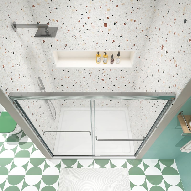 Bathroom Shower Sliding Door with 1/4" Tempered Glass