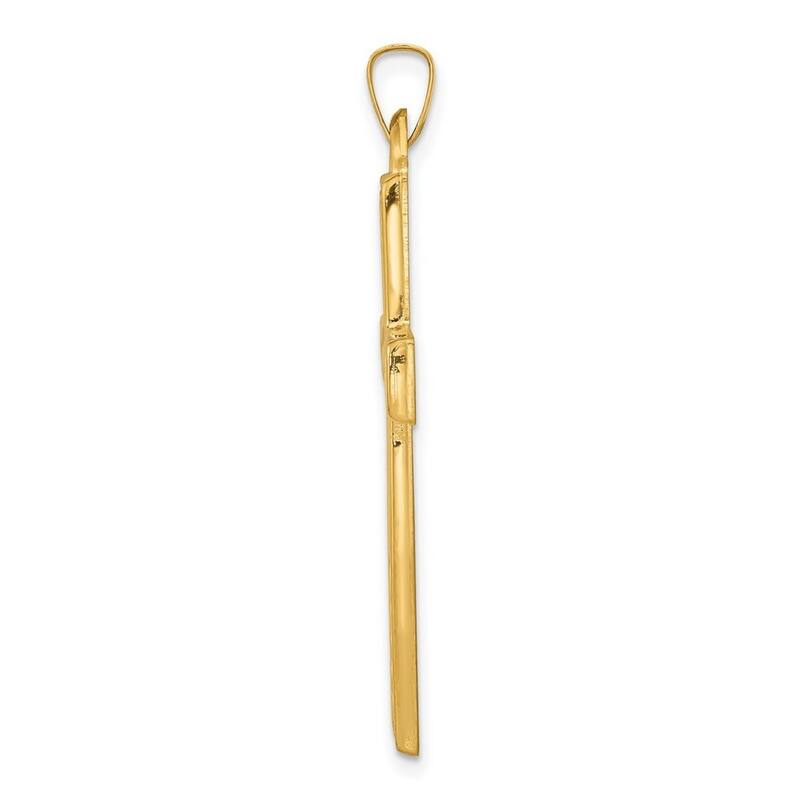 Curata 14k Yellow Gold 18" 39x22mm Brushed and Polished Latin Cross Necklace