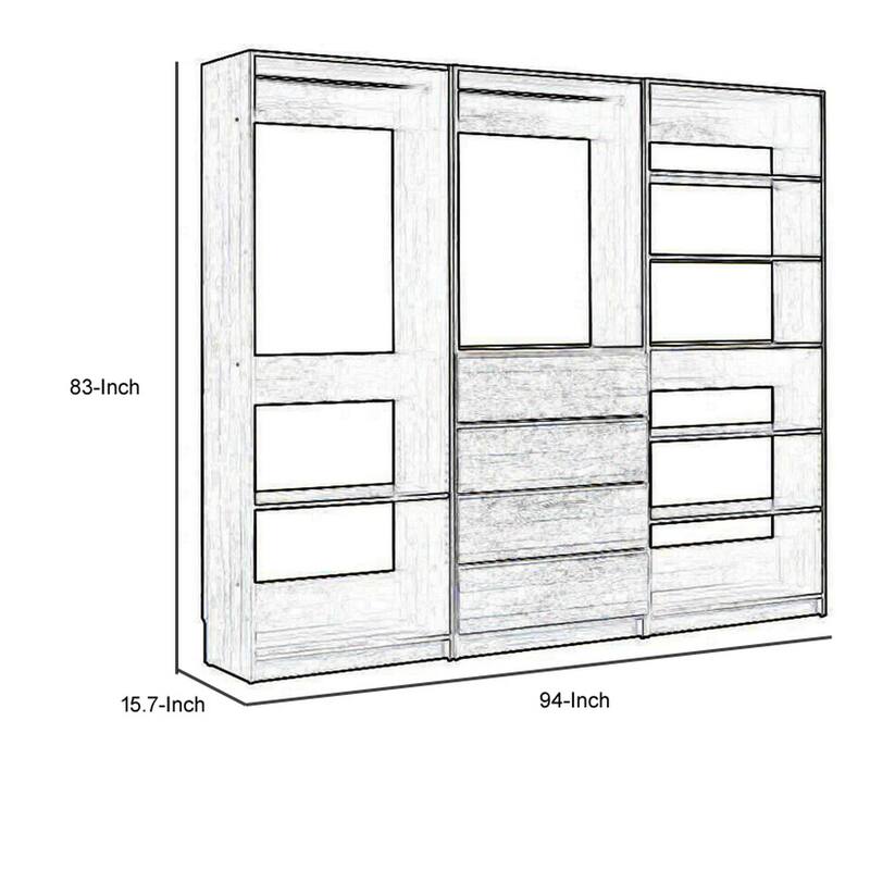 Dee Modular Freestanding Closet System, 6 Shelves, 2 Hanging Rods, Gray