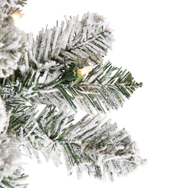 4.5' Medium Flocked Winema Pine Artificial Christmas Tree Clear Lights - 4.5 Foot