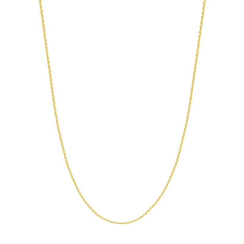 Curata 14k Yellow Gold 1.5mm Diamond Cut Cable Chain Necklace (Lobster)