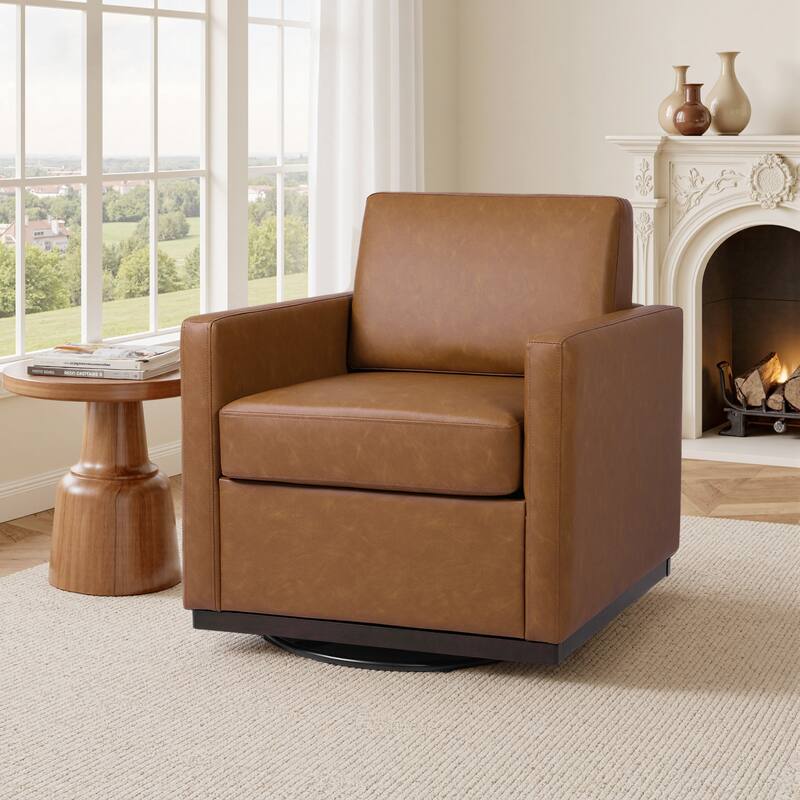 Modern Upholstered Swivel Armchair for Living - 1-Piece - Brown