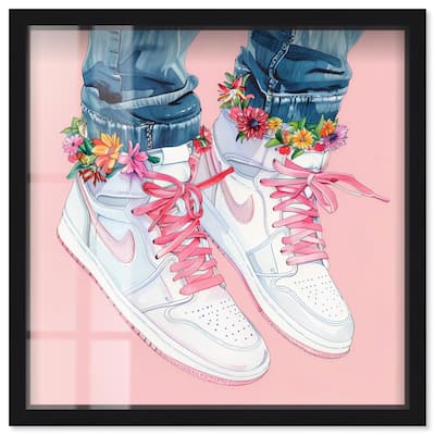 Blush Floral Bloom Sneakers Shadowbox by Art Remedy