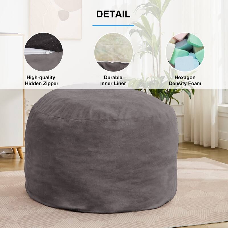 Mixoy Faux Plush Lazy Bean Bag Chairs,Oversized Fluffy Accent Chair,Fuzzy Sofa