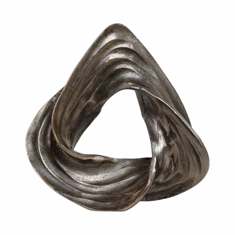 Metal Sculpture with Abstract Swirl Metallic Finish Accent - 10" Gold - 10" x 4" x 10"