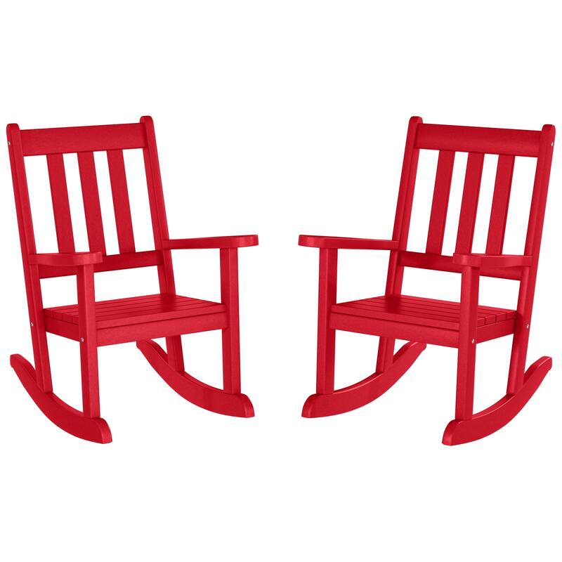 Laguna Kids Outdoor Poly Rocking Chair (Set of 2) - Red