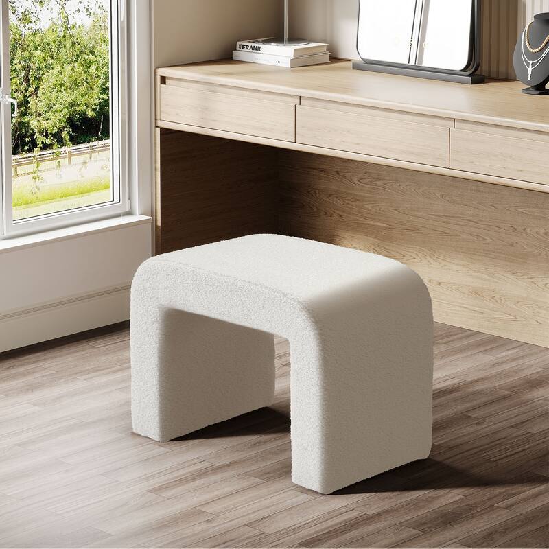 Upholstered Vanity Stool, Arched Ottoman Footrest, Dressing Chair Sofa Footstool Shoe Bench