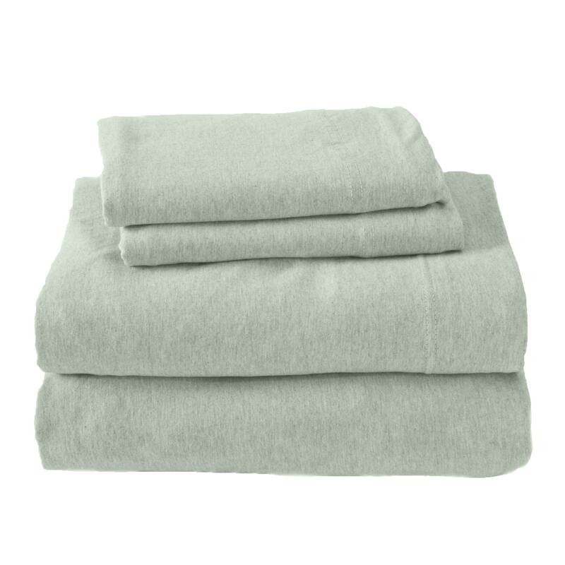 Premium Heathered Melange T-Shirt Jersey Knit Sheet Set - Full - Green