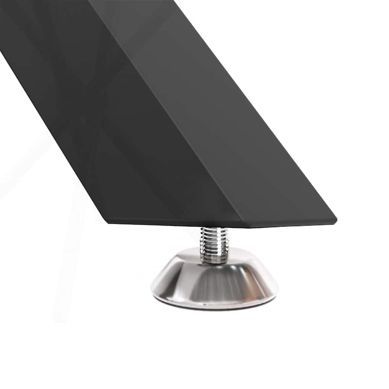 Stylish Rectangular Tempered Glass Dining Table with Sturdy Metal Legs for Dining Room - Black and Transparent