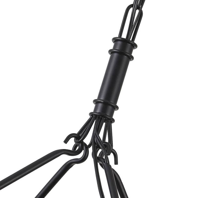 20-Lights Matte Black Wagon Wheel Chandelier - 43.3"D×4.7"W×160.6"H（Adjustable）