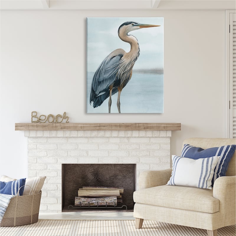 Stupell Coastal Heron Portrait Canvas Wall Art Design by Grace Popp