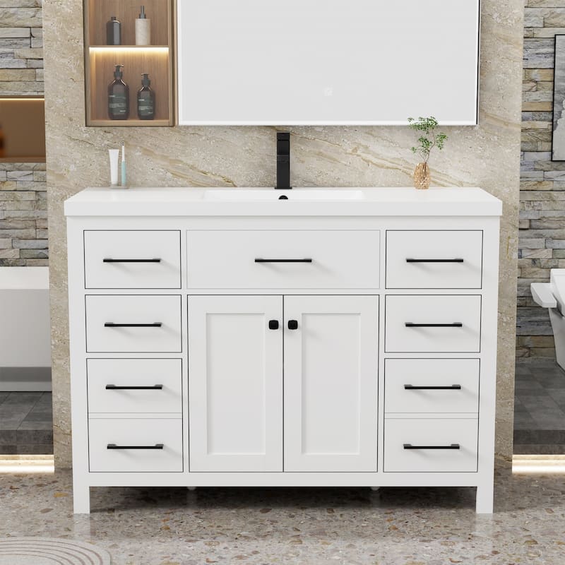 Sink Bathroom Vanity with Counter top Set - 48"Single sink - White