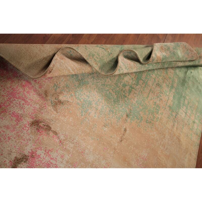 Contemporary Colorful Abstract Indian Rug Hand-Knotted Wool Carpet - 6'7" x 9'10"