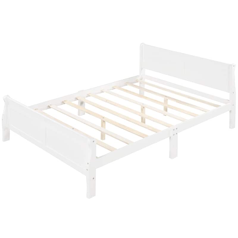 Queen Bed Frame with Solid Wood Construction, Headboard, and No Box Spring Needed