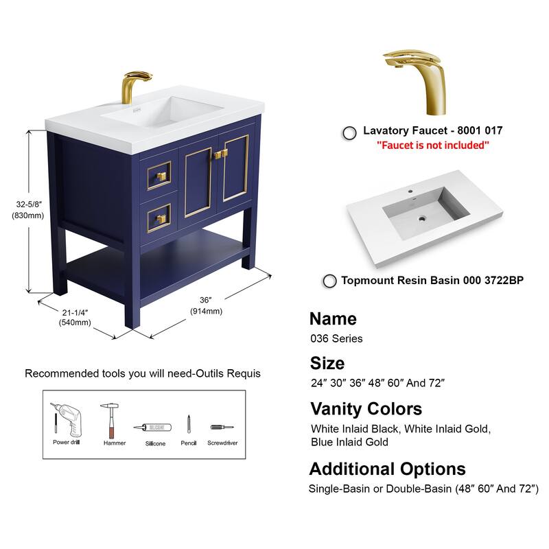 Davis 36" Single Bathroom Vanity Set