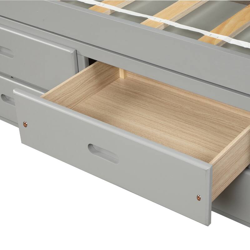 Twin Pine Platform Bed with 6 Drawers, Headboard & Footboard