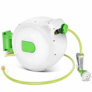 Top Product Reviews For Costway 100 Retractable Water Garden Hose Reel Auto Wall Mounted W Spray Gun As Pic 20997905 Overstock