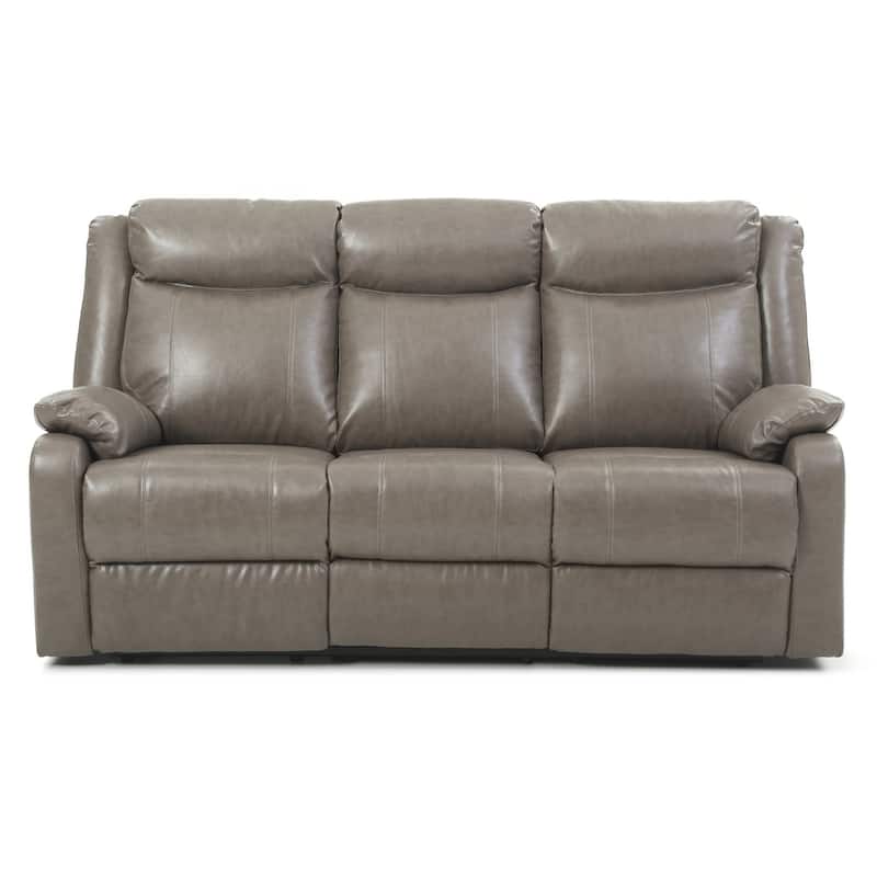 Faux leather 3-Seater Reclining Sofa with Pillow Top Arms - 76" - Gray