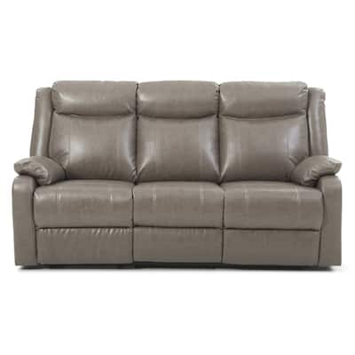 Faux leather 3-Seater Reclining Sofa with Pillow Top Arms - 76" - Gray