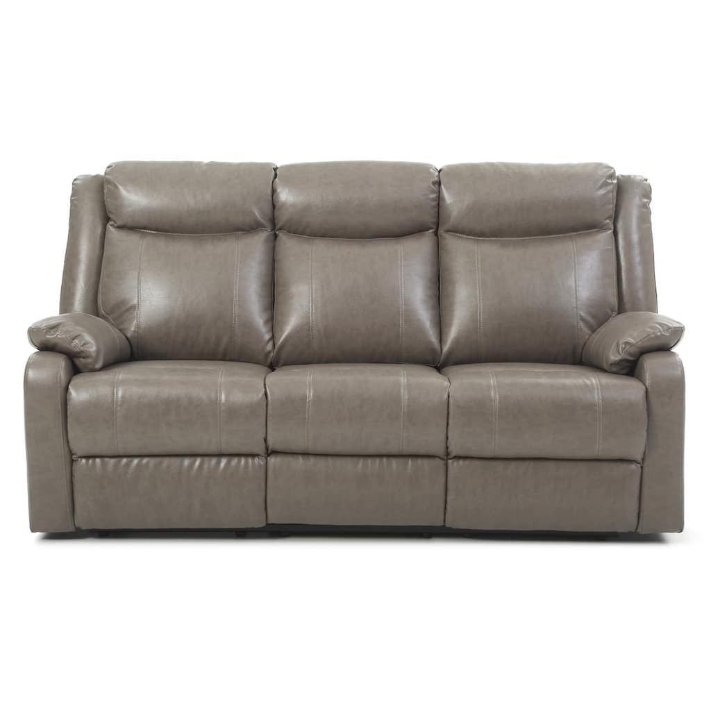 Faux leather 3-Seater Reclining Sofa with Pillow Top Arms - 76" - Gray