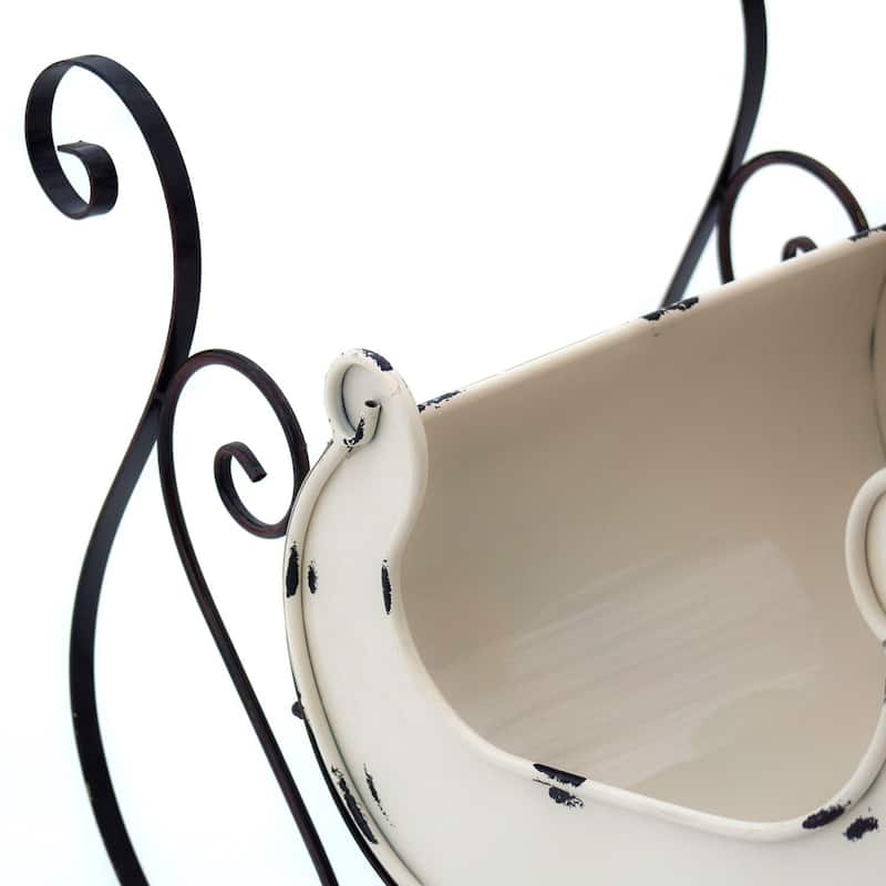 Medium Metal Holiday Sleigh Decoration in Antique White