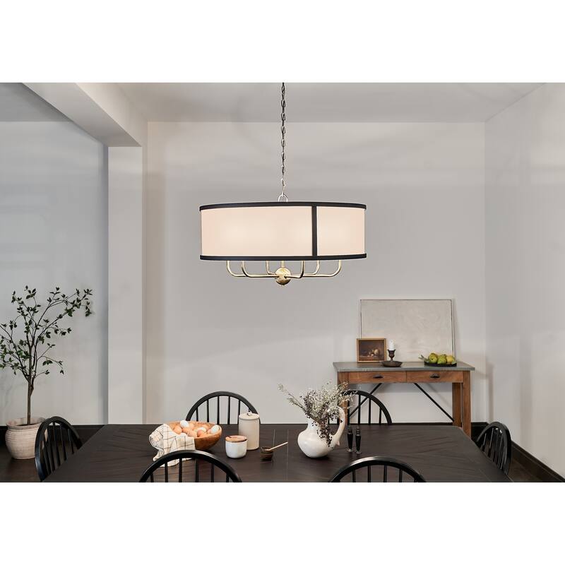 Kichler Lighting Heddle 30 inch 6-Light Chandelier Natural Brass and Textured Black