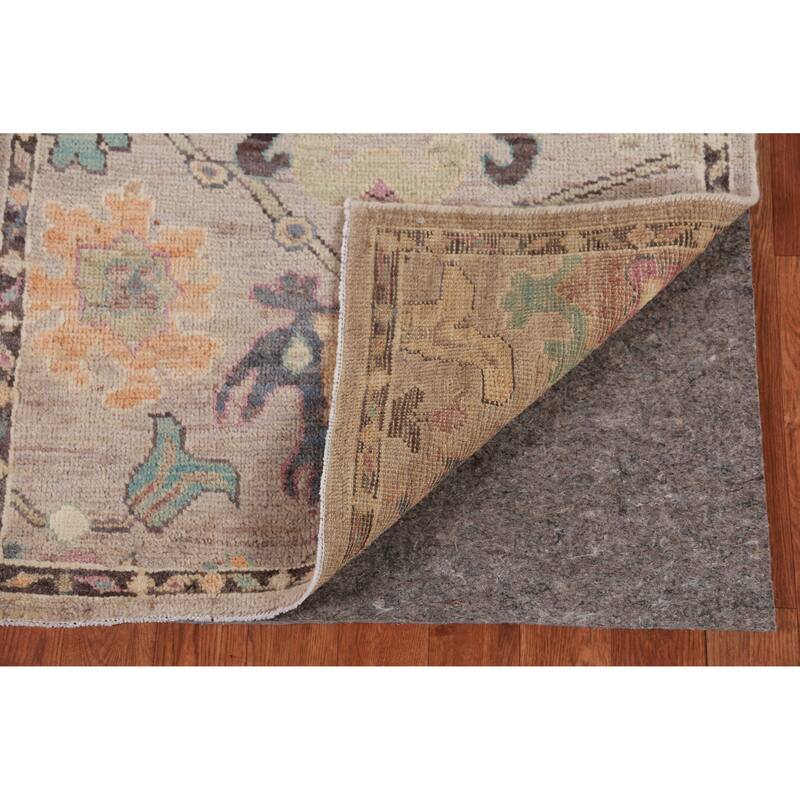 Hand Knotted Oriental 100% Wool Carpet Transitional Floral Beige & Ivories Oushak Runner Rug - 13' 8'' X 2' 7''