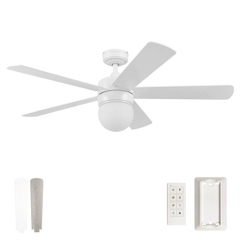 52" Prominence Home Ardrey Kell Modern Indoor LED Ceiling Fan with Light, Remote Control, Dual Mounting, Dual Finish Blades