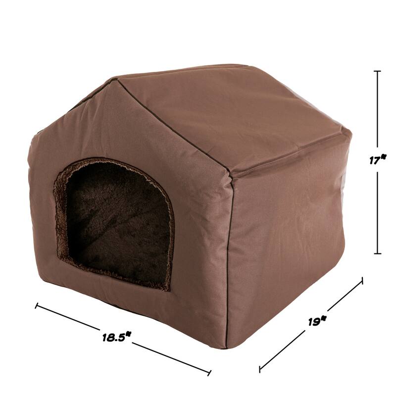 PETMAKER Covered Dog Bed with Removable Sherpa Pad for Pets 35lbs