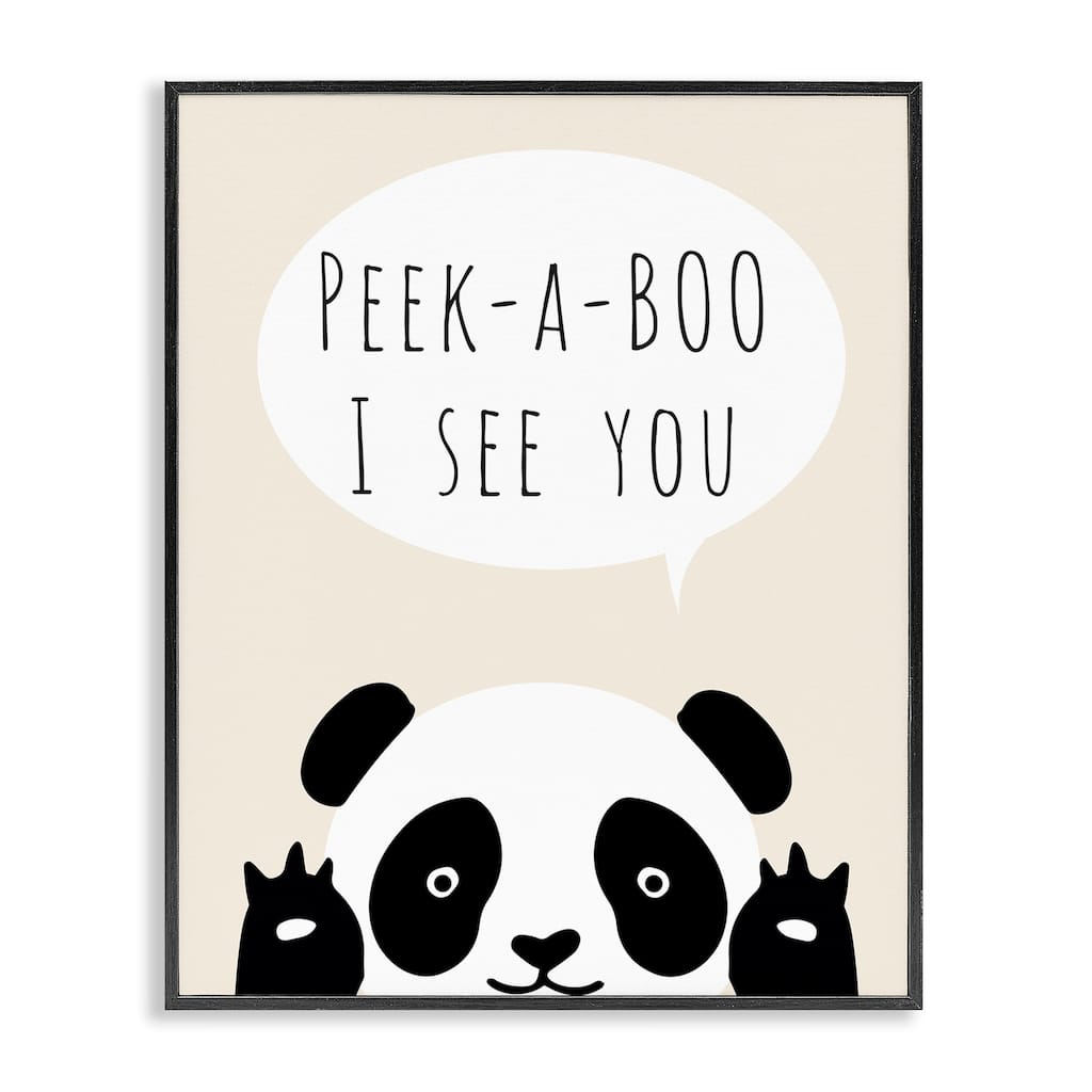 Stupell Peek-a-Boo Panda Bear Framed Giclee Art Design By Chen Alyesh