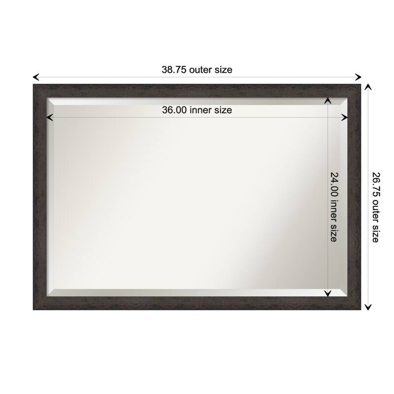 Dappled Narrow Beveled Wood Framed Bathroom Vanity Wall Mirror - Dappled Black Brown Narrow - Glass Size 36x24