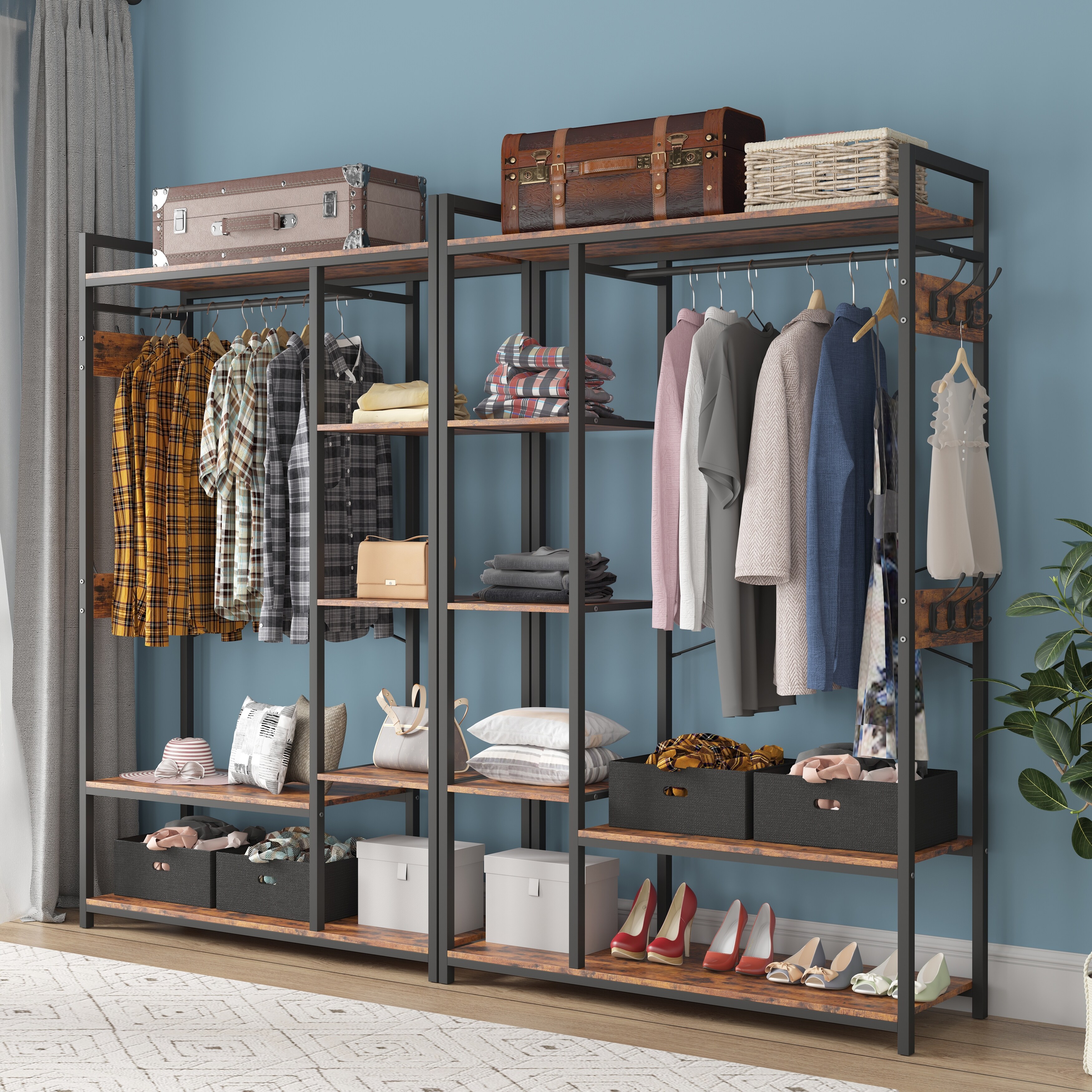 StorageWorks 6-Shelf Hanging Closet Organizers, 3-Pack Large Closet  Organizers with Handles