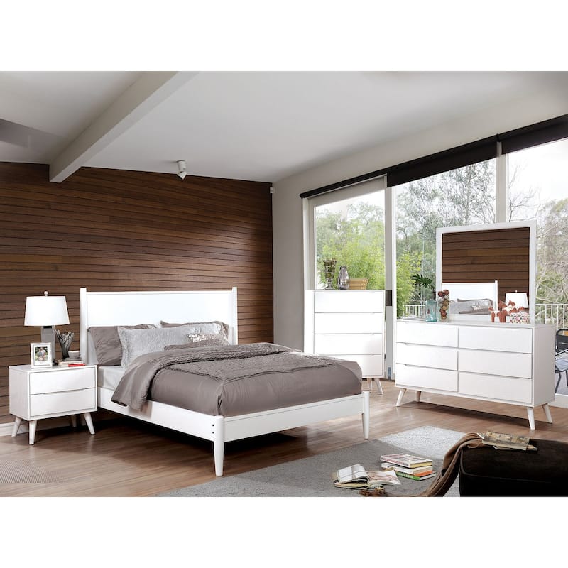 Wooden Platform Bed With Round Tapered Legs