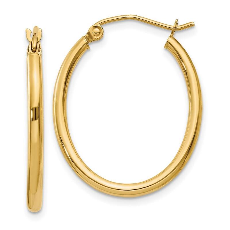 Curata 10k Yellow Gold 3mm Oval Polished Hoop Earrings - 17mm 28mm 33mm 37mm