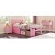preview thumbnail 14 of 13, Twin Size Wood Platform Bed with Removable Shelves, 2-Storage Drawers, Pink
