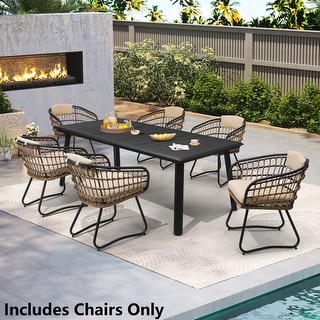 Outdoor Patio Wicker Dining Chairs PE Rattan Seating Set with Cushion ...