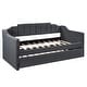 preview thumbnail 8 of 7, Black Twin Size Upholstered Daybed with Trundle Wheeled trundle Made of polyester
